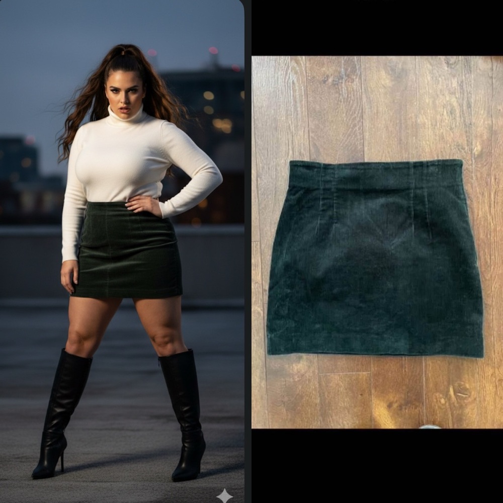 Stockholm Atelier & Other Stories Dark Green Corduroy Skirt. Size 10.
